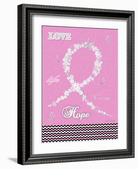 Pink Floral Ribbon-Megan Duncanson-Framed Giclee Print