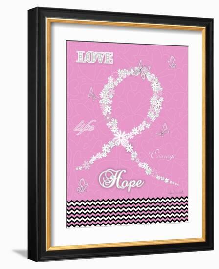 Pink Floral Ribbon-Megan Duncanson-Framed Giclee Print