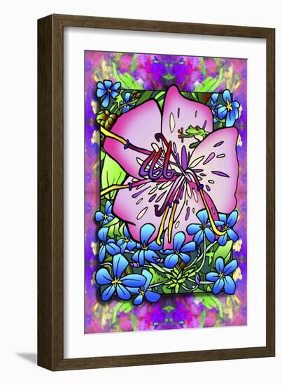 Pink Flower Frog-Howie Green-Framed Giclee Print