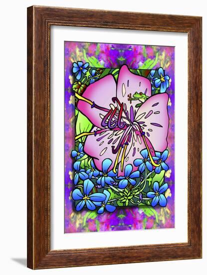 Pink Flower Frog-Howie Green-Framed Giclee Print