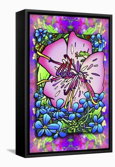 Pink Flower Frog-Howie Green-Framed Premier Image Canvas