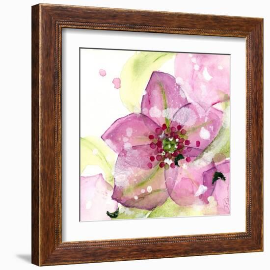 Pink Flower in the Snow-Dawn Derman-Framed Art Print