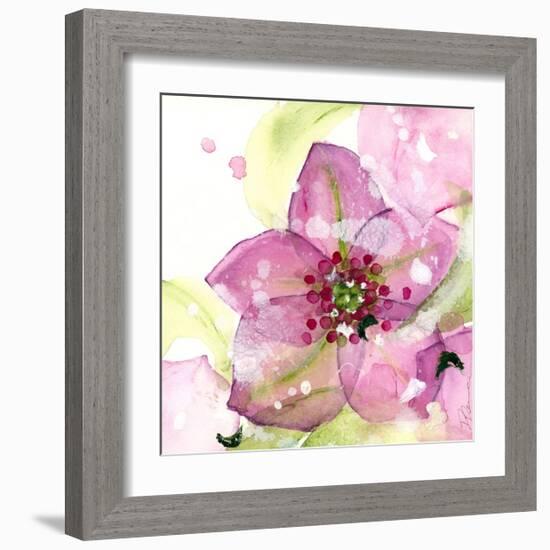 Pink Flower in the Snow-Dawn Derman-Framed Art Print