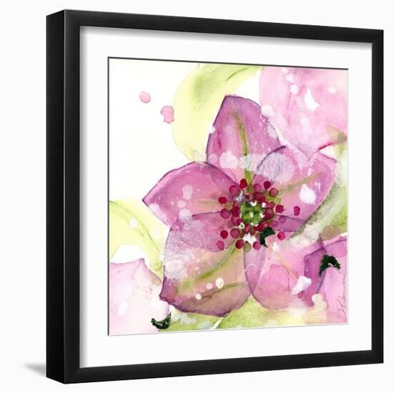 Pink Flower in the Snow-Dawn Derman-Framed Art Print