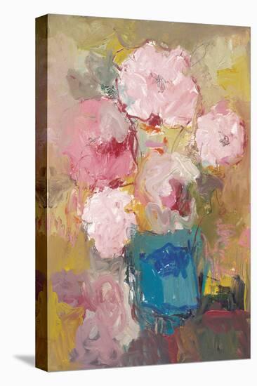 Pink Flowers in a Blue Jug-Lilia Orlova Holmes-Framed Stretched Canvas