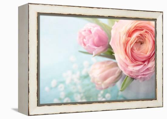 Pink Flowers in a Vase-egal-Framed Premier Image Canvas