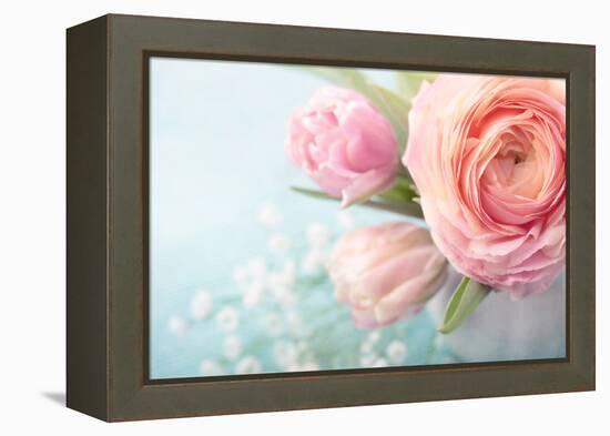 Pink Flowers in a Vase-egal-Framed Premier Image Canvas