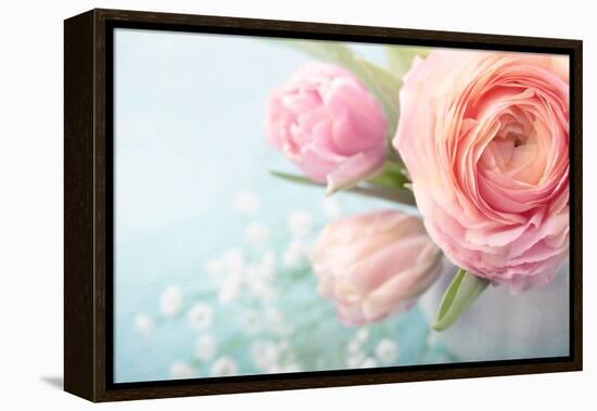 Pink Flowers in a Vase-egal-Framed Premier Image Canvas