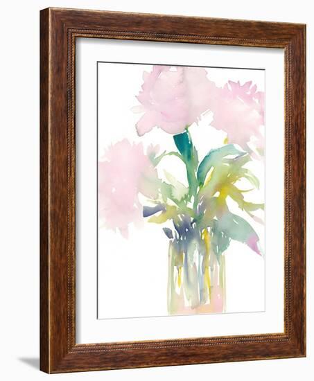 Pink Flowers in Vase-Samuel Dixon-Framed Art Print