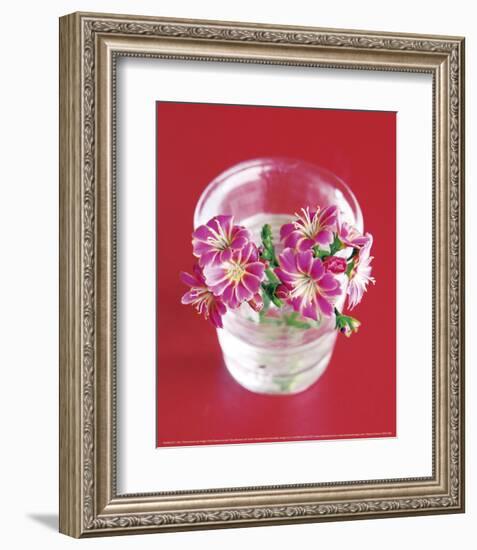 Pink Flowers On Red-Amelie Vuillon-Framed Art Print