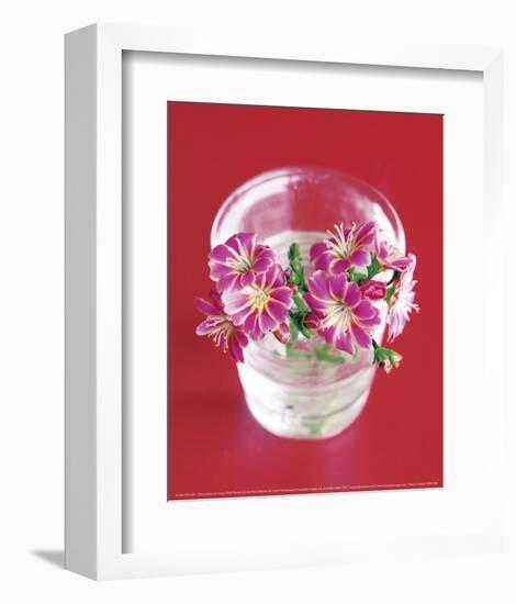 Pink Flowers On Red-Amelie Vuillon-Framed Art Print