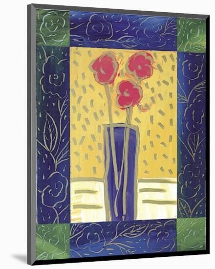 Pink Flowers on Yellow-Hussey-Mounted Giclee Print