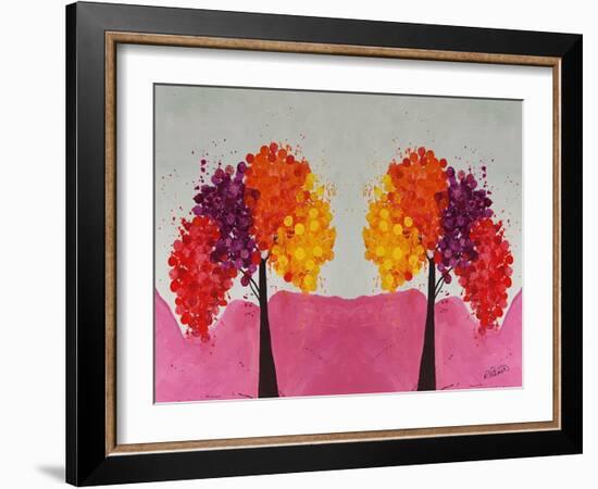 Pink Folksy Trees-Ruth Palmer-Framed Art Print