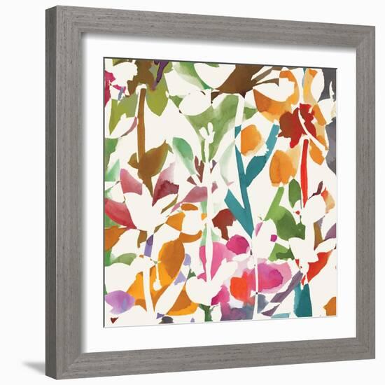 Pink Garden Square II White-Hugo Wild-Framed Art Print