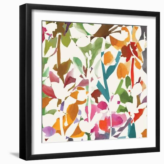 Pink Garden Square II White-Hugo Wild-Framed Art Print