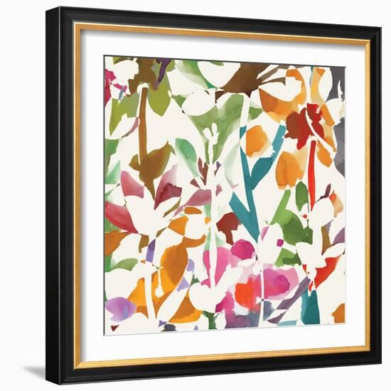 Pink Garden Square II White-Hugo Wild-Framed Art Print