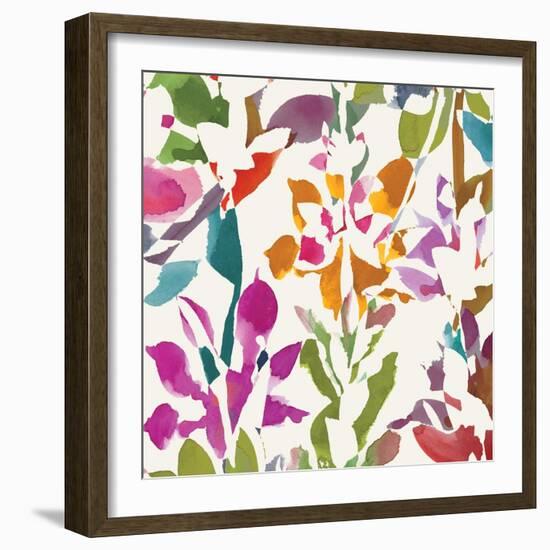 Pink Garden Square III White-Hugo Wild-Framed Art Print