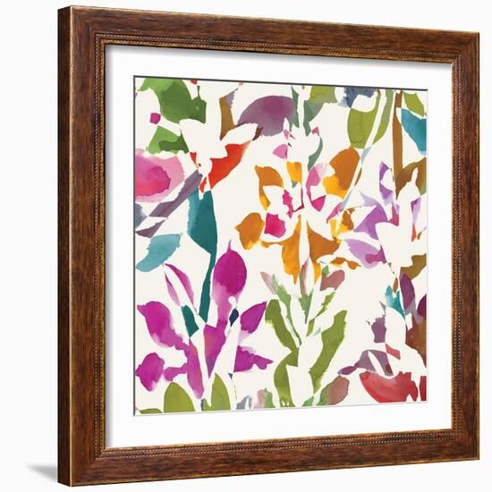 Pink Garden Square III White-Hugo Wild-Framed Art Print