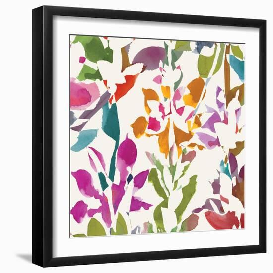 Pink Garden Square III White-Hugo Wild-Framed Art Print