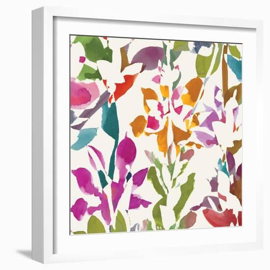 Pink Garden Square III White-Hugo Wild-Framed Art Print