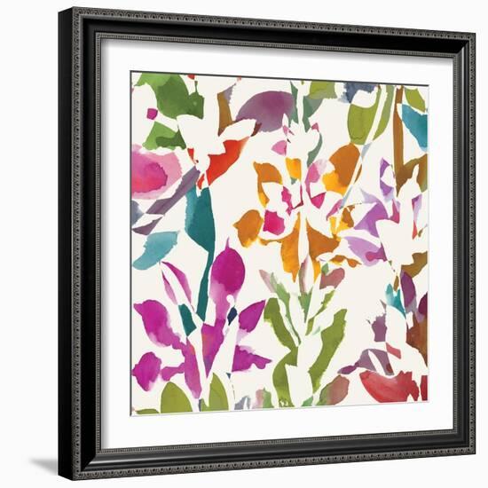 Pink Garden Square III White-Hugo Wild-Framed Art Print