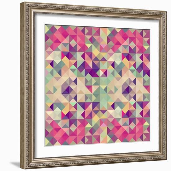 Pink Geometric Pattern-cienpies-Framed Art Print