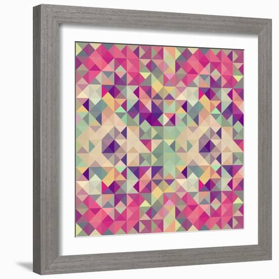 Pink Geometric Pattern-cienpies-Framed Art Print
