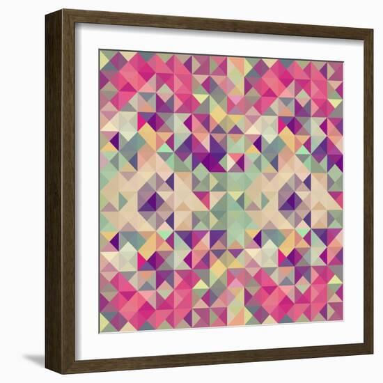 Pink Geometric Pattern-cienpies-Framed Art Print