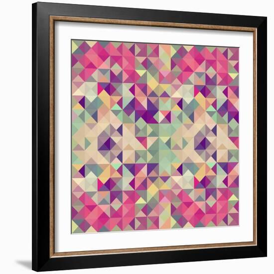 Pink Geometric Pattern-cienpies-Framed Art Print