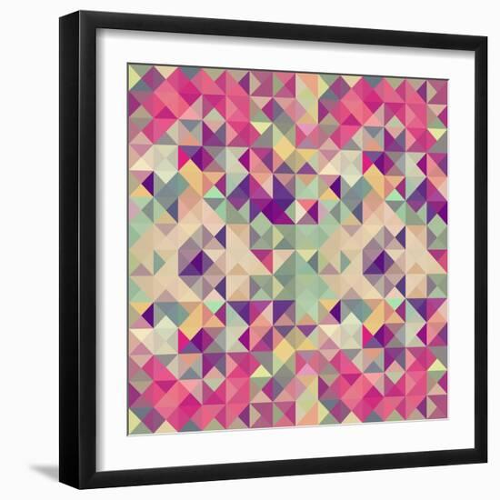 Pink Geometric Pattern-cienpies-Framed Art Print