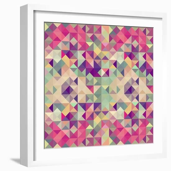 Pink Geometric Pattern-cienpies-Framed Art Print