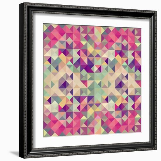 Pink Geometric Pattern-cienpies-Framed Art Print