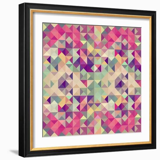 Pink Geometric Pattern-cienpies-Framed Art Print