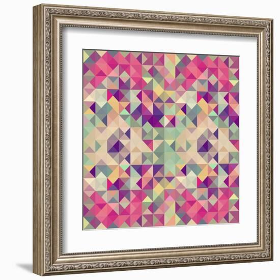 Pink Geometric Pattern-cienpies-Framed Art Print