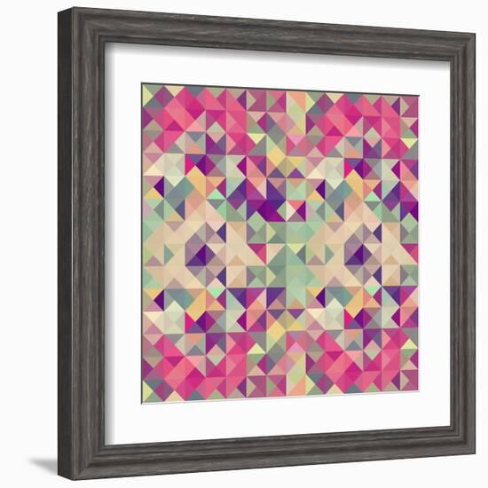 Pink Geometric Pattern-cienpies-Framed Art Print