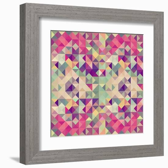 Pink Geometric Pattern-cienpies-Framed Art Print