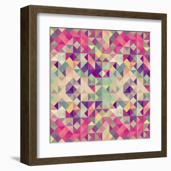 Pink Geometric Pattern-cienpies-Framed Art Print