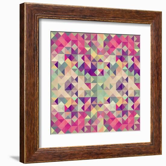 Pink Geometric Pattern-cienpies-Framed Art Print