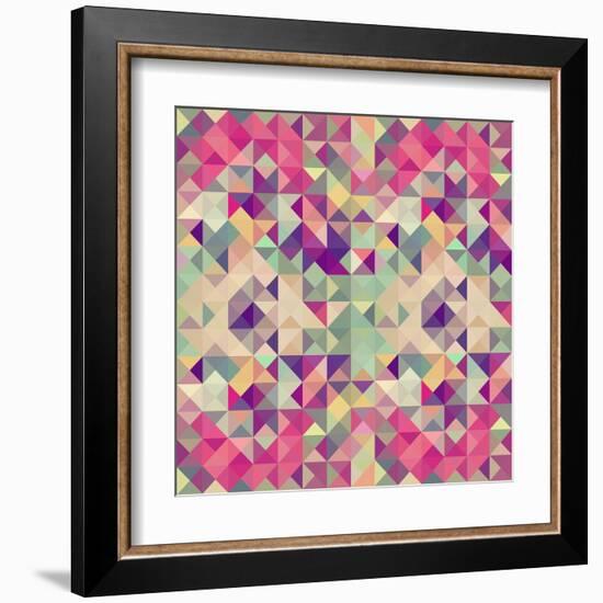 Pink Geometric Pattern-cienpies-Framed Art Print