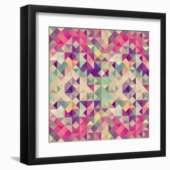 Pink Geometric Pattern-cienpies-Framed Art Print