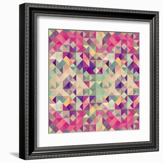 Pink Geometric Pattern-cienpies-Framed Art Print