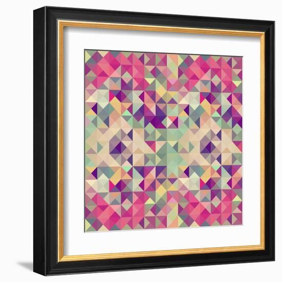 Pink Geometric Pattern-cienpies-Framed Art Print