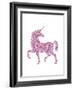 Pink Glitter Unicorn-Peach & Gold-Framed Art Print