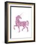 Pink Glitter Unicorn-Peach & Gold-Framed Art Print