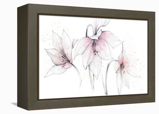 Pink Graphite Floral Trio-Avery Tillmon-Framed Stretched Canvas