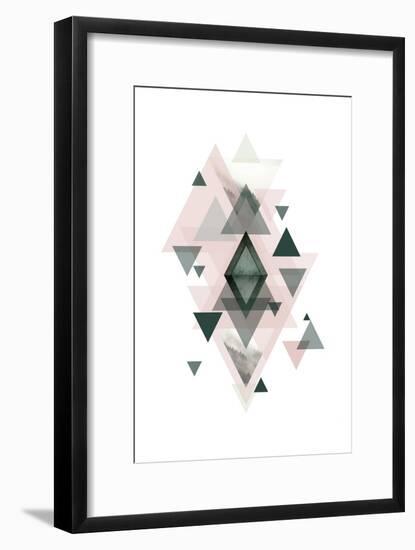 Pink Green Geometric 1-Urban Epiphany-Framed Art Print