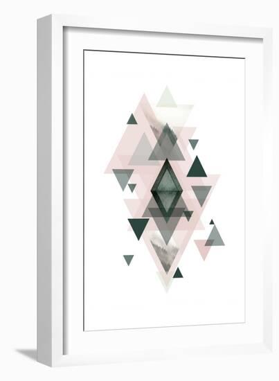 Pink Green Geometric 1-Urban Epiphany-Framed Art Print