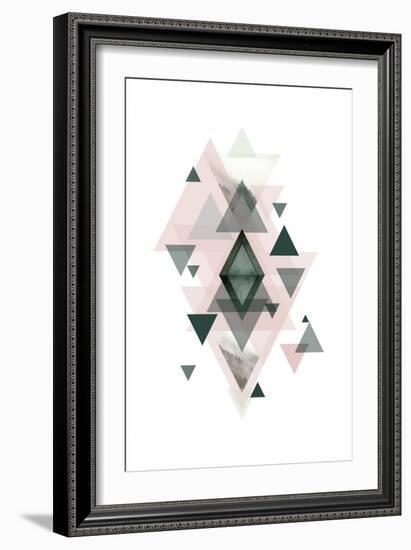 Pink Green Geometric 1-Urban Epiphany-Framed Art Print