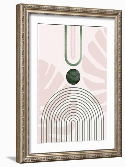 Pink Green Mid Century Botanical 3-Urban Epiphany-Framed Art Print