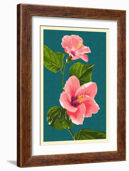 Pink Hibiscus-Lantern Press-Framed Premium Giclee Print